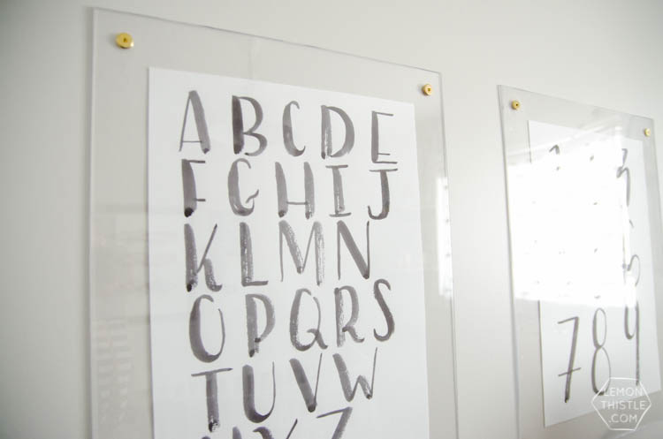 DIY brass and acrylic floating frames- for a fraction of the cost! So modern, I love it!