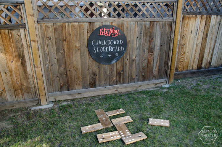 DIY Round Chalkboard with 3d hand lettering... I LOVE this! Perfect for backyard games