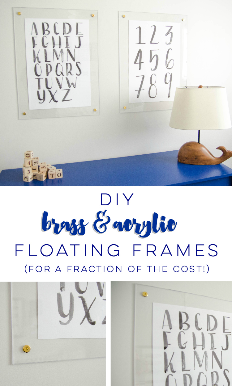 DIY brass and acrylic floating frames- for a fraction of the cost! So modern, I love it!
