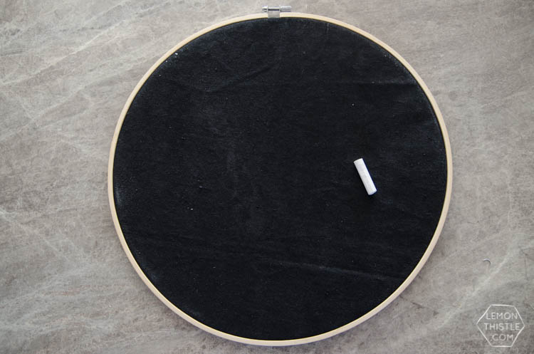 DIY Hoop Chalkboard with Eucalyptus... I LOVE this! The euc would dry nicely too- it would also make an awesome wreath!