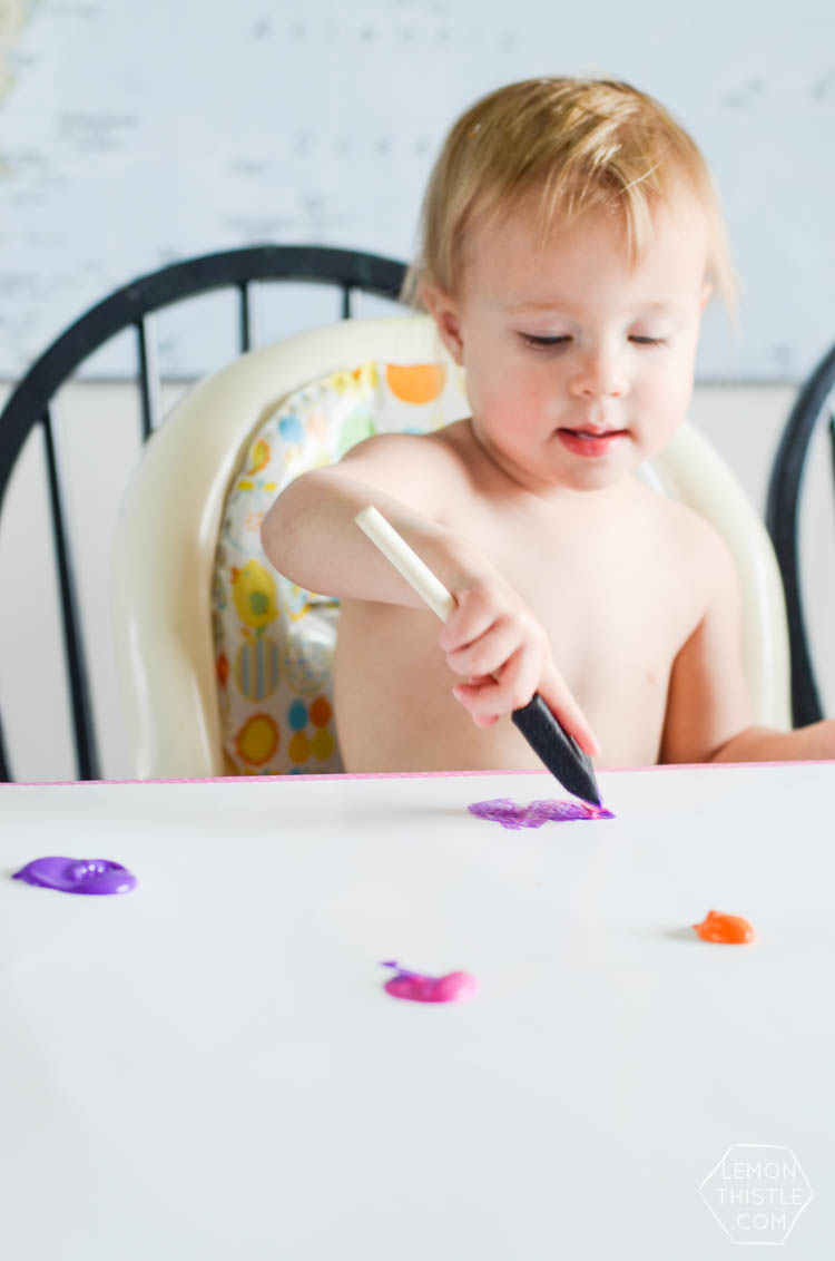 DIY Kids Geometric Art from Finger Painting- this is such a fun way to involve kids artwork in home decor!
