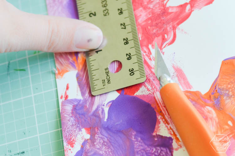 DIY Kids Geometric Art from Finger Painting- this is such a fun way to involve kids artwork in home decor!
