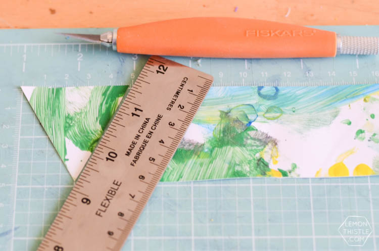 DIY Kids Geometric Art from Finger Painting- this is such a fun way to involve kids artwork in home decor!