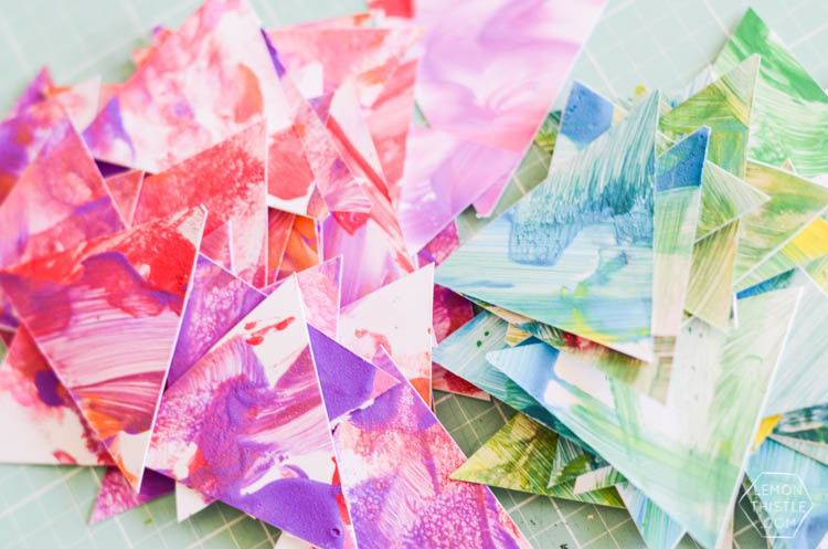 DIY Kids Geometric Art from Finger Painting- this is such a fun way to involve kids artwork in home decor!
