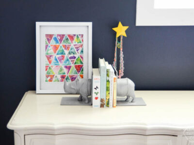 DIY Kids Geometric Art from Finger Painting- this is such a fun way to involve kids artwork in home decor!