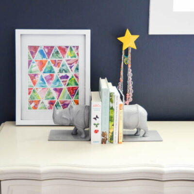 DIY Kids Geometric Art from Finger Painting- this is such a fun way to involve kids artwork in home decor!