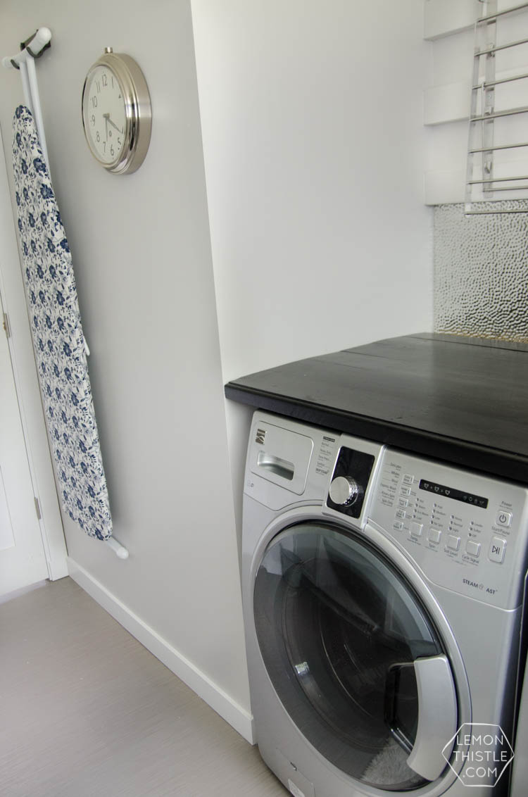 I love this laundry room makeover! I can't believe those countertops are WOOD!