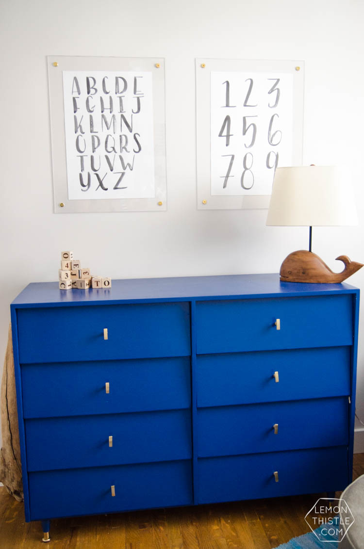 blue nursery dresser