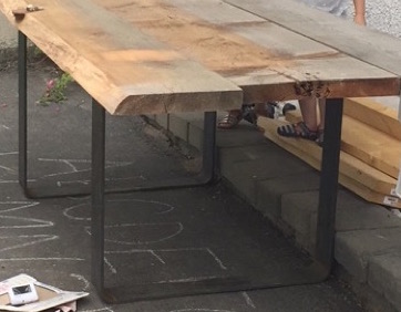 DIY Live Edge Wood Dining Room Table with Steel Legs... uhhhhm love this! So modern but rustic