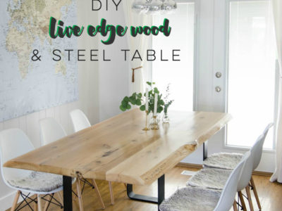 DIY Live Edge Wood Dining Room Table with Steel Legs... uhhhhm love this! So modern but rustic