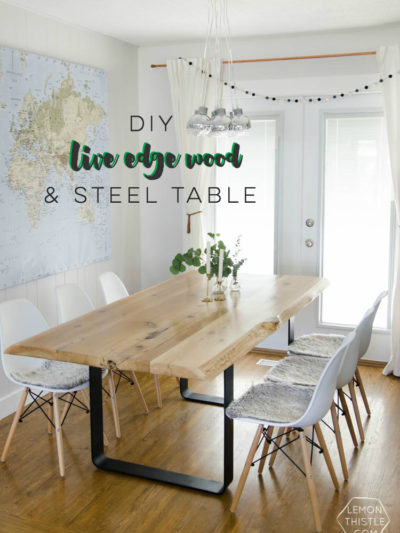 DIY Live Edge Wood Dining Room Table with Steel Legs... uhhhhm love this! So modern but rustic