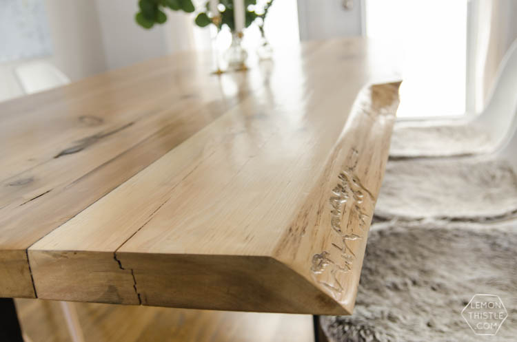 DIY Live Edge Wood Dining Room Table with Steel Legs... uhhhhm love this! So modern but rustic