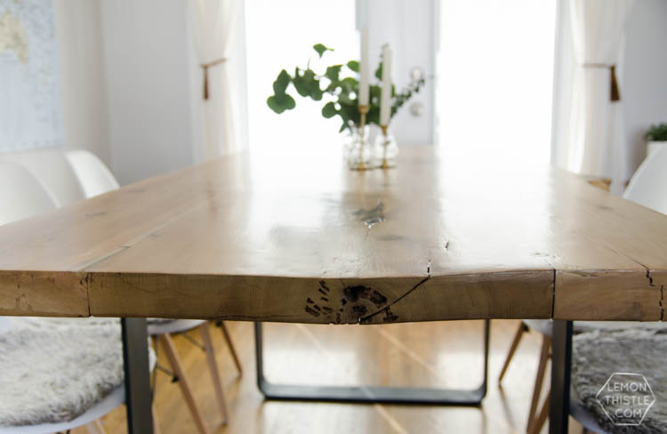 DIY Live Edge Wood Dining Room Table with Steel Legs... uhhhhm love this! So modern but rustic