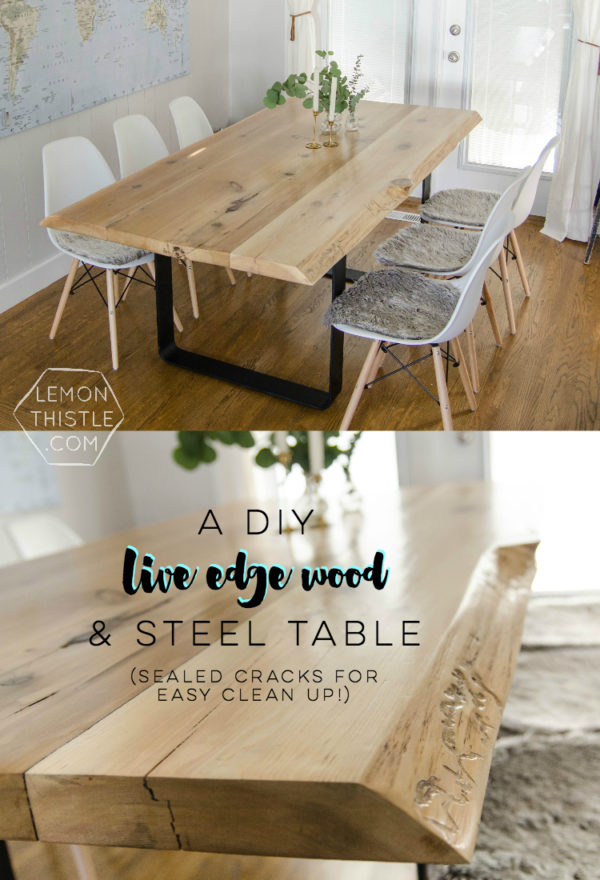 DIY Live Edge Table with Steel Base - Lemon Thistle