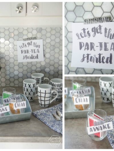 What a sweet idea for entertaining! A simple tea station with printable labels... let's get this part-tea started!