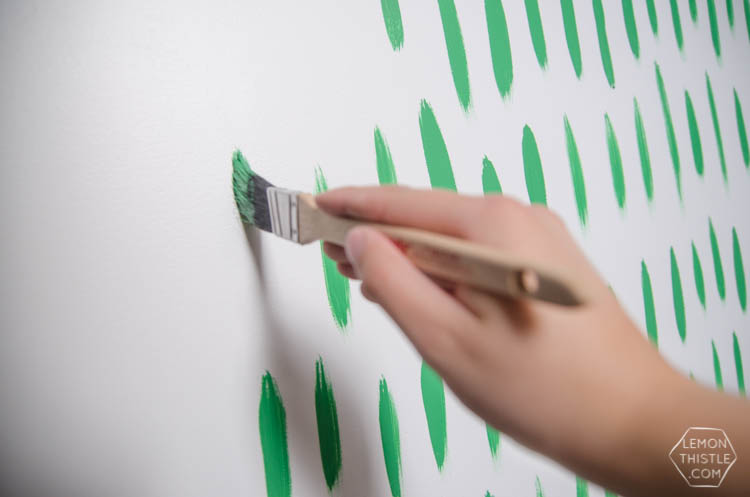DIY Hand Painted Wallpaper- I love the green brush stroke pattern! Looks so easy too 