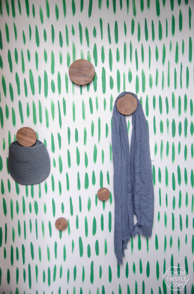 DIY Hand Painted Wallpaper- I love the green brush stroke pattern! Looks so easy too 