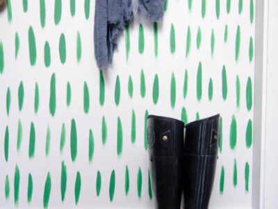 DIY Hand Painted Wallpaper- I love the green brush stroke pattern! Looks so easy too