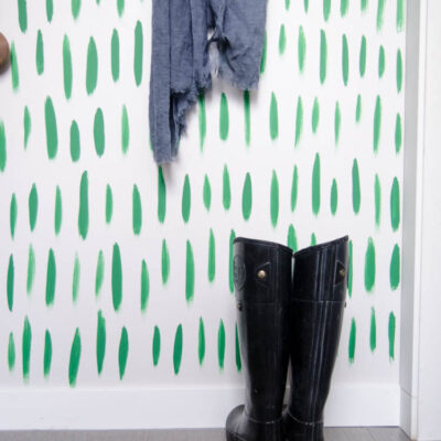 DIY Hand Painted Wallpaper- I love the green brush stroke pattern! Looks so easy too