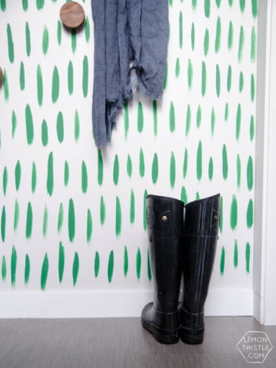 DIY Hand Painted Wallpaper- I love the green brush stroke pattern! Looks so easy too