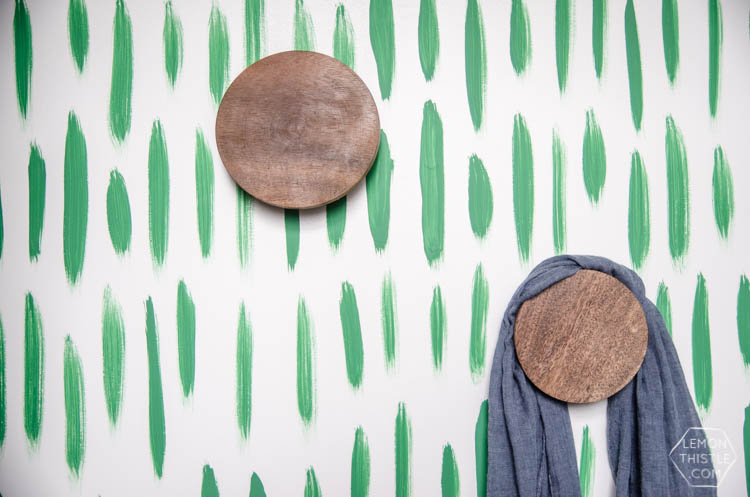 DIY Hand Painted Wallpaper- I love the green brush stroke pattern! Looks so easy too 