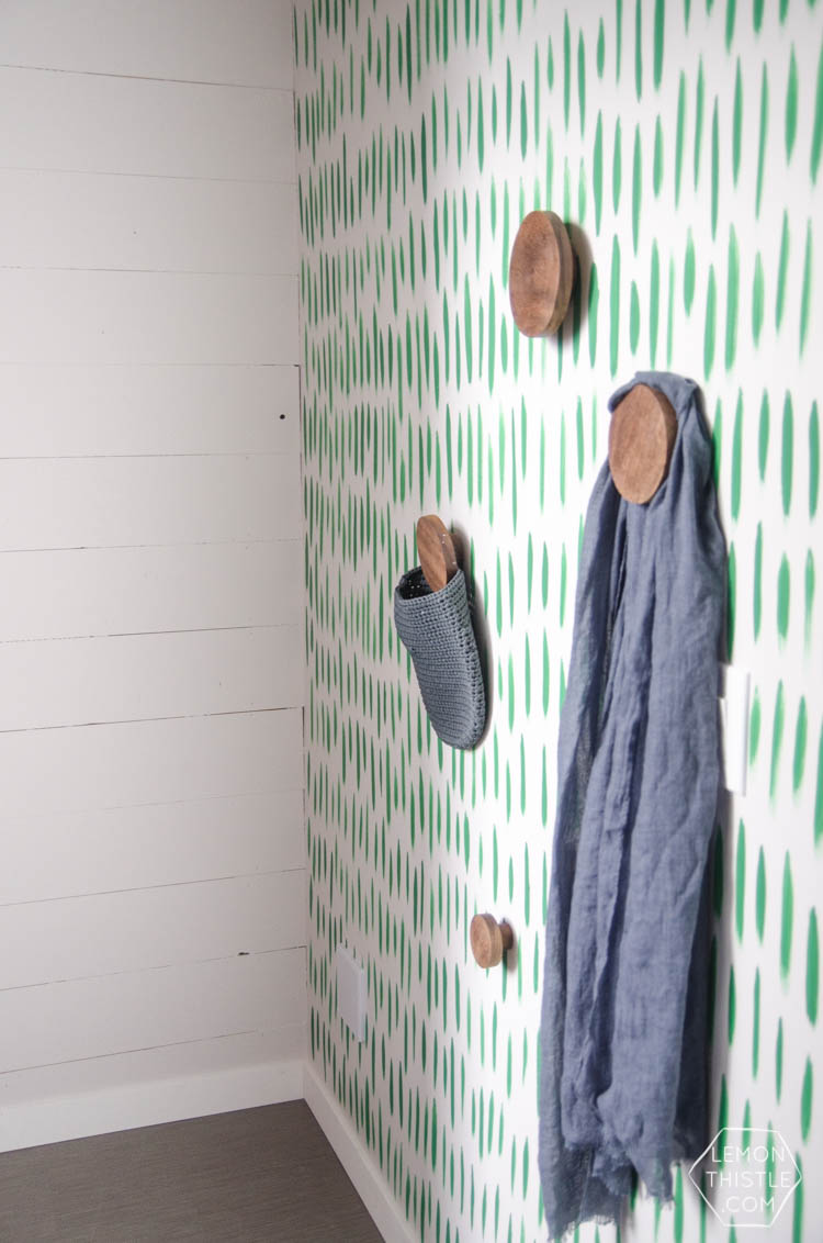 DIY Hand Painted Wallpaper- I love the green brush stroke pattern! Looks so easy too 