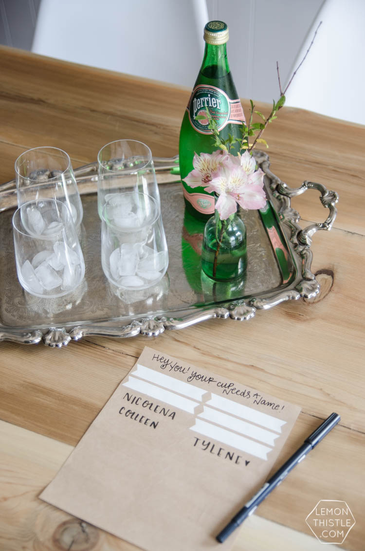 Such a great idea to label your drink at a party! I never would have thought of this, but it's so simple and cute