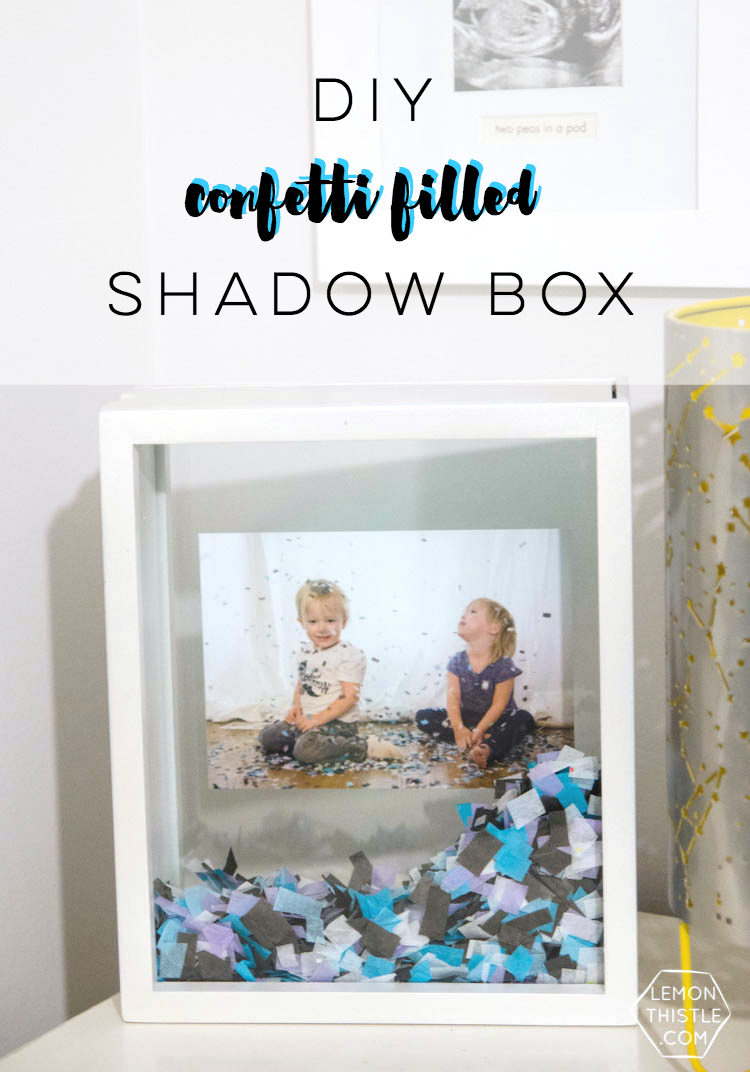 DIY Confetti Filled Shadow Box- this is such a fun idea! I love it for a kids room or even for an engagement! 