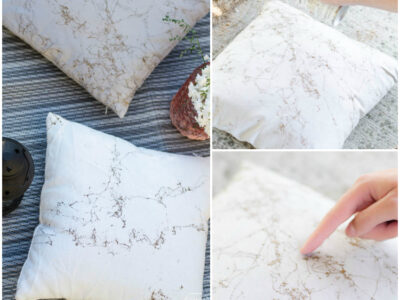 These look so awesome! And only 5 minutes is my kind of craft. DIY Gold Marbled Throw Pillows
