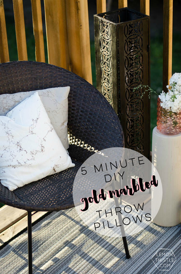 These look so awesome! And only 5 minutes is my kind of craft. DIY Gold Marbled Throw Pillows