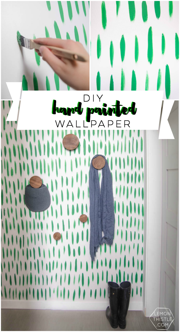 DIY Hand Painted Wallpaper- I love the green brush stroke pattern! Looks so easy too