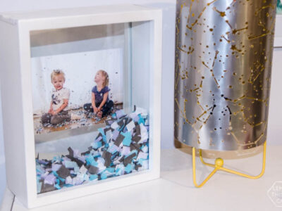 DIY Confetti Filled Shadow Box- this is such a fun idea! I love it for a kids room or even for an engagement!
