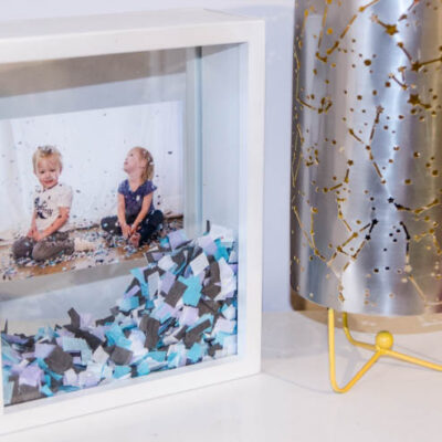 DIY Confetti Filled Shadow Box- this is such a fun idea! I love it for a kids room or even for an engagement!
