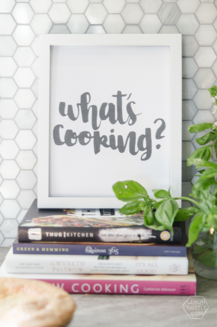 What's cooking? I love this hand lettered printable! Perfect for the kitchen (and free is awesome!)