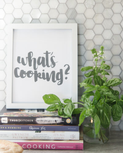 What's cooking? I love this hand lettered printable! Perfect for the kitchen (and free is awesome!)