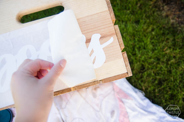 DIY rolling book crate- I love that stencilled label! The natural wood looks so great