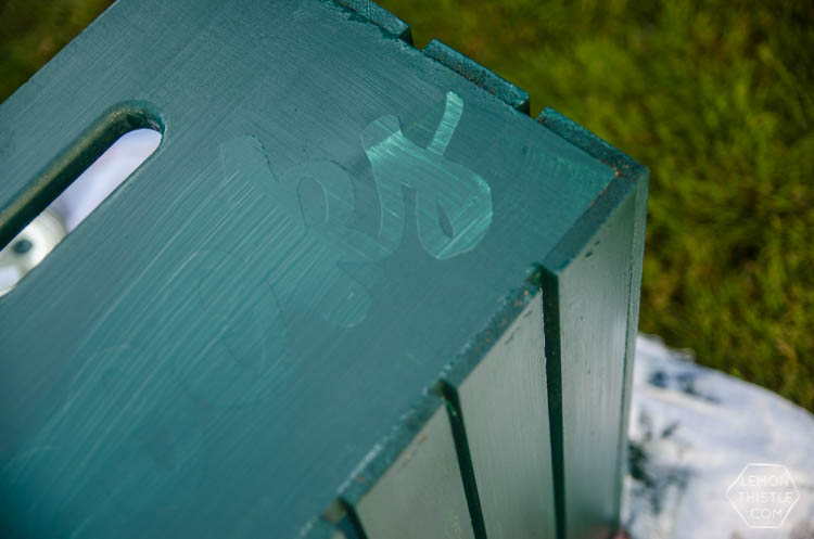 DIY rolling book crate- I love that stencilled label! The natural wood looks so great