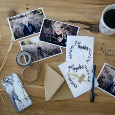 Give Thanks Card- Free printable hand lettered card for Thanksgiving- great activity for kids too!