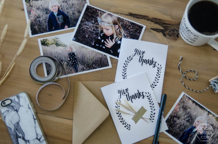 Give Thanks Card- Free printable hand lettered card for Thanksgiving- great activity for kids too!