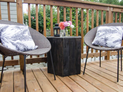 DIY Hexagon Side Table- I can't believe this is made out of pallet wood! SO nice for an afternoon build.