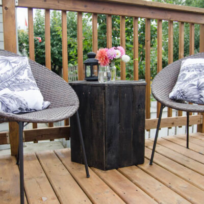 DIY Hexagon Side Table- I can't believe this is made out of pallet wood! SO nice for an afternoon build.