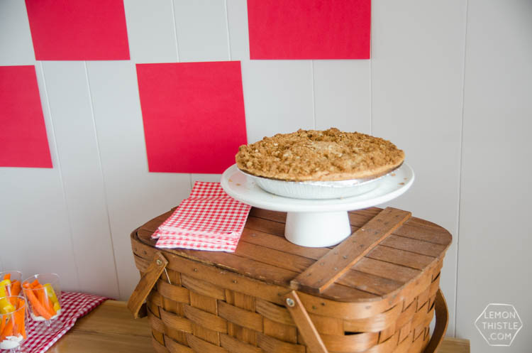 A simple gingham picnic party backdrop- for under $5!
