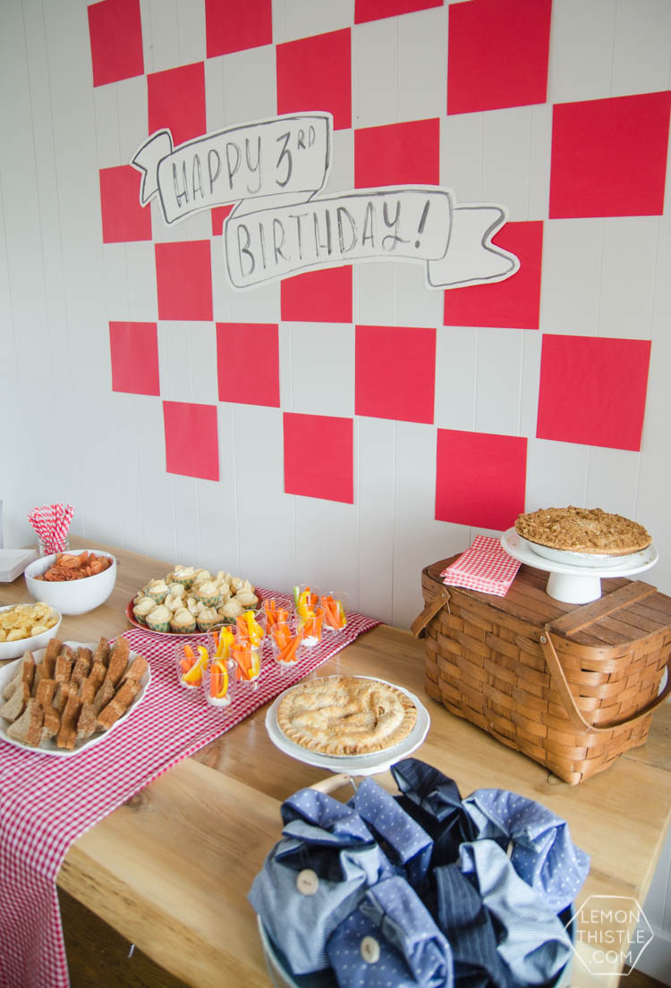 A simple gingham picnic party backdrop- for under $5!