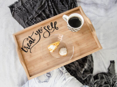 DIY Breakfast Tray Upgrade- Treat yo'self... how cute is that! Would make a great Christmas gift. (with template!)