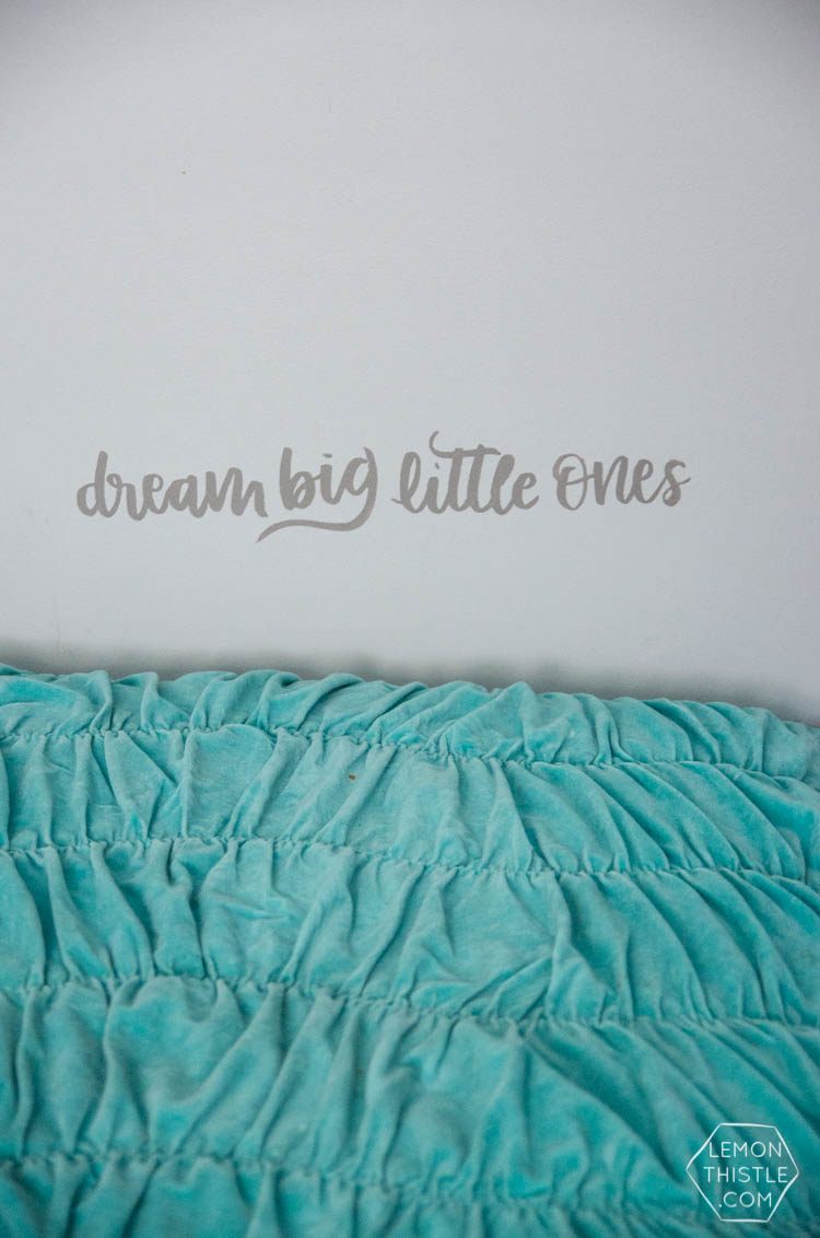 DIY painted wall stencils 2 ways. I LOVE that cloud accent wall! So fun for a shared kids room