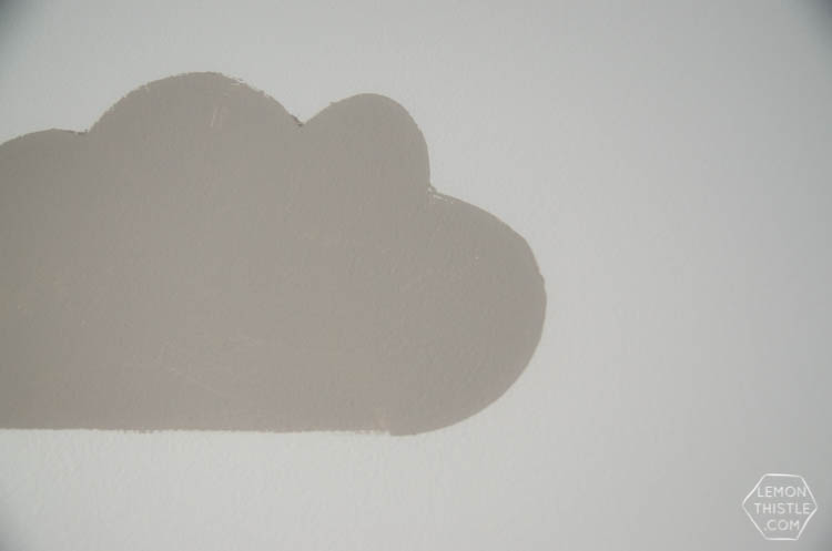 DIY painted wall stencils 2 ways. I LOVE that cloud accent wall! So fun for a shared kids room
