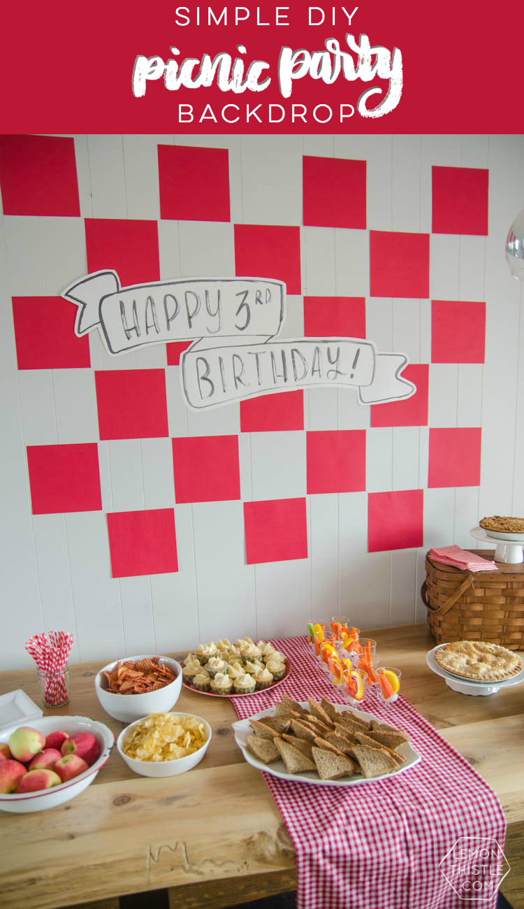 A simple gingham picnic party backdrop- for under $5!