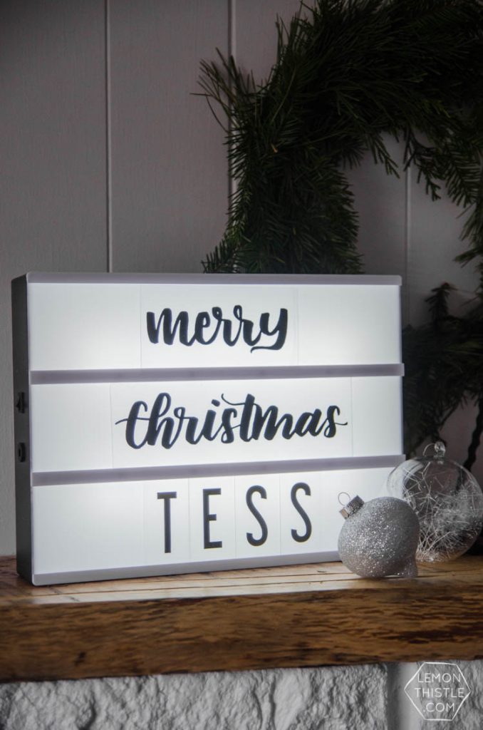 DIY Handlettered Holiday Lightbox Lemon Thistle