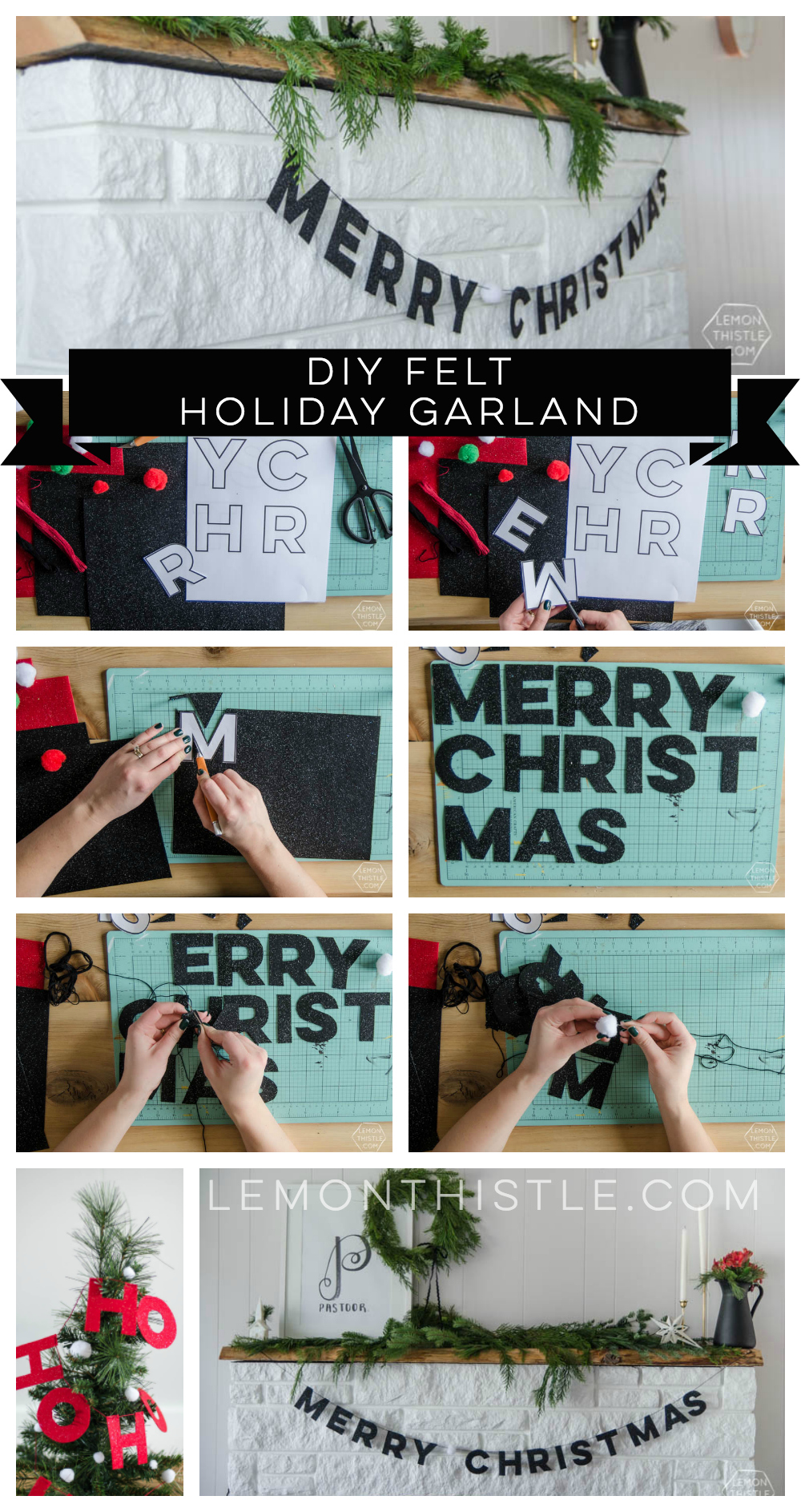 I love this DIY Christmas garland! The modern felt letters are perfect- and the pom pom is a cute detail!