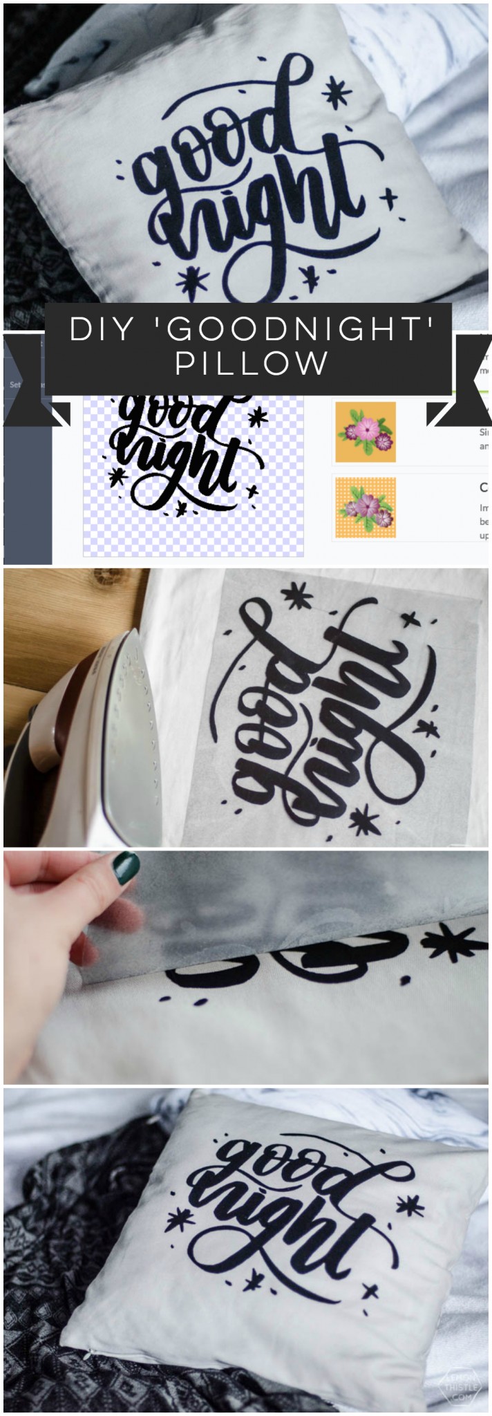 DIY Handlettered throw pillow- love the flocked look! Plus the design is a free download